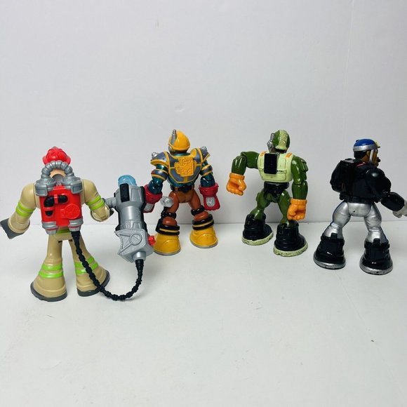 Rescue Heroes Mattel Fisher Price Action Figure Lot Of 4 Police Hammer Canyon 6” - Picture 2 of 12